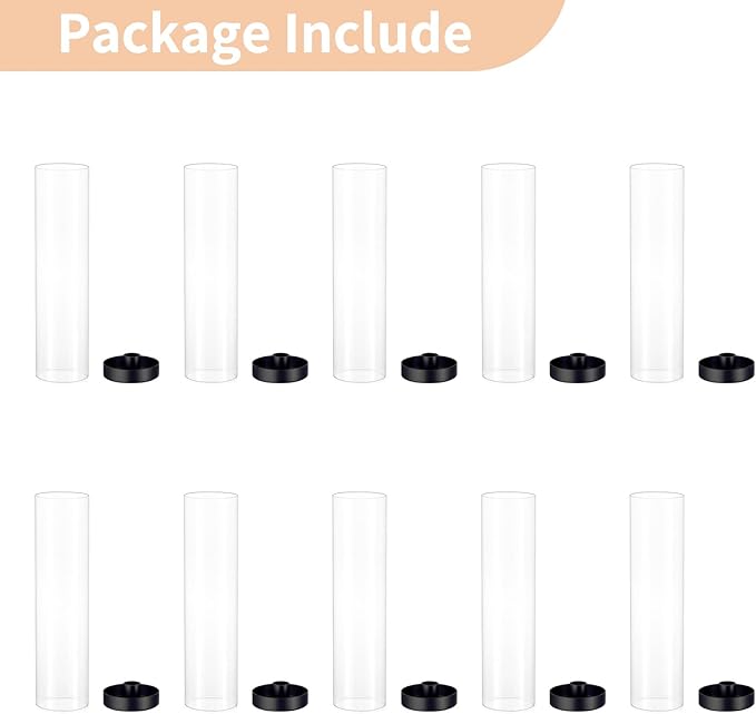 NUPTIO Black Taper Candle Holders: 10 Pcs Bulk 11.81 inch Tall Hurricane Glass Candlestick Tapered Holder Windproof Modern Clear Candles Stand for Outdoor & Indoor Wedding Party Holiday Centerpiece
