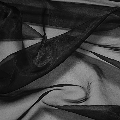 VDS Black Organza Fabric, 30 Yards Continuous, 45” Wide, Wedding Party Decoration Iridescent Crystal Sheer Shiny Organza Tulle Bridal Dress DIY Crafts Costume Sewing Backdrop Arch Cloth