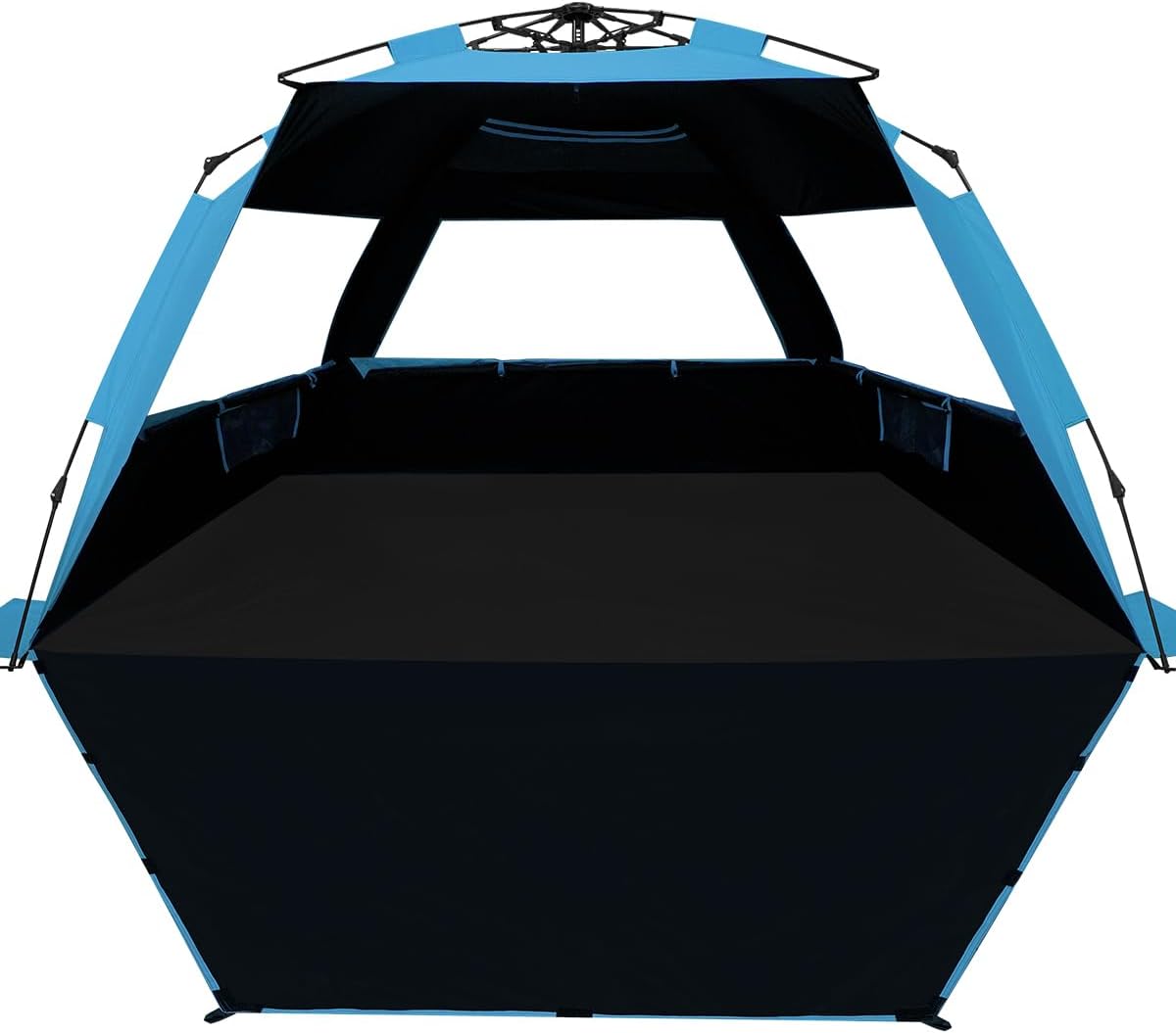 WhiteFang Deluxe Pop Up Beach Tent Sun Shade Shelter for 3-4/5-6 Person, UV Protection, Extendable Floor with 3 Ventilating Windows Plus Carrying Bag, Stakes, and Guy Lines