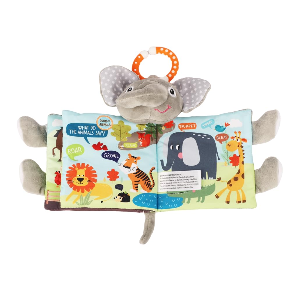 Elephant Baby Books Toys 0-6 Months, Loveys Crinkle Books for Babies,Touch and Feel Infant Toys 6-12-18 Months 1-2 Year Old, Shower Gifts Soft Cloth Book, Teether for Boys Girls - Small Edition