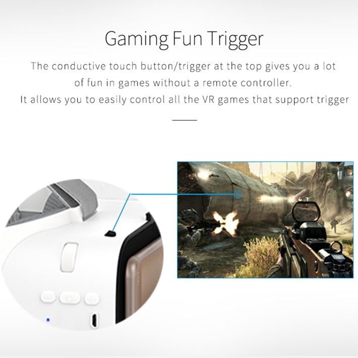 3D Glasses Virtual Reality VR for Smartphone Google Cardboard, Wireless Bluetooth VR Headset Helmet Stereo for Android iOS iPhone 12 11 Pro Max Mini X R S 8 7 Samsung 4.7-6.2" Phone (White)