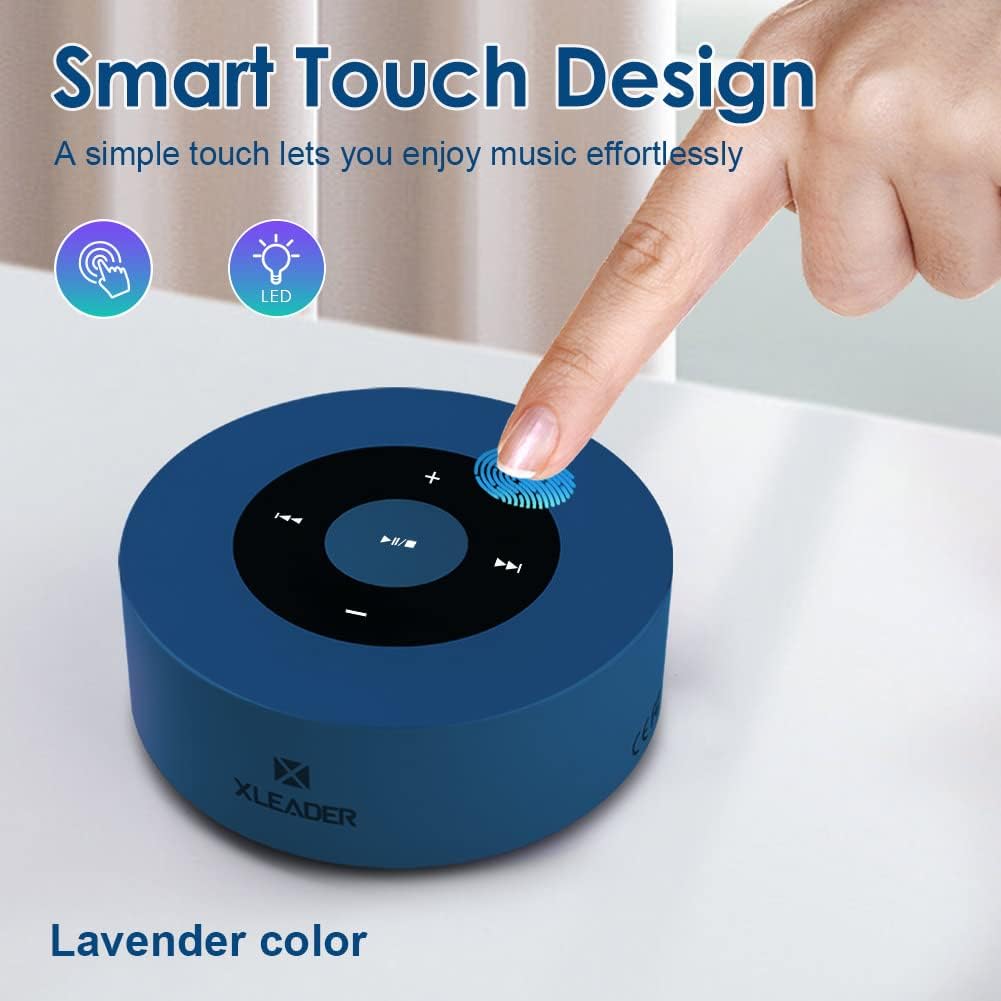 XLeader Mini Bluetooth Speaker (Travel Case Provided) HD Sound&Rich Bass, Touch Design, 12-15H Playtime, Support Aux input, Micro SD, Mic, Small, for iPhone Laptop Shower Office, Ideal Gifts, Sea Blue