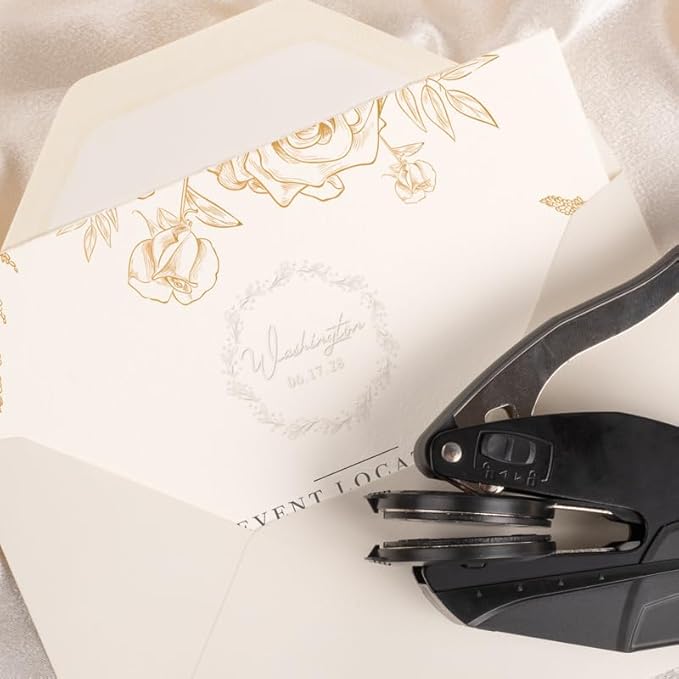 Personalized Wedding Embosser | Custom Made with Initials or Monograms for Couples | Elegant Designs for Stationery, Invitations, Napkins, and More (Design 4)