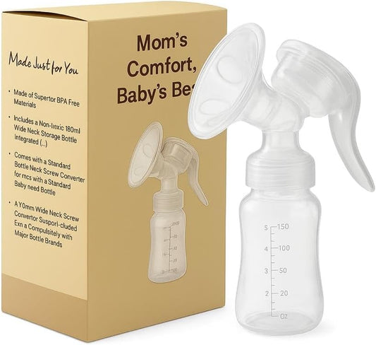Manual Breast Pump – BPA Free - Portable & Silent Milk Extractor, Easy to Clean, Comfort Flange, Breastfeeding Essentials, Gift Set