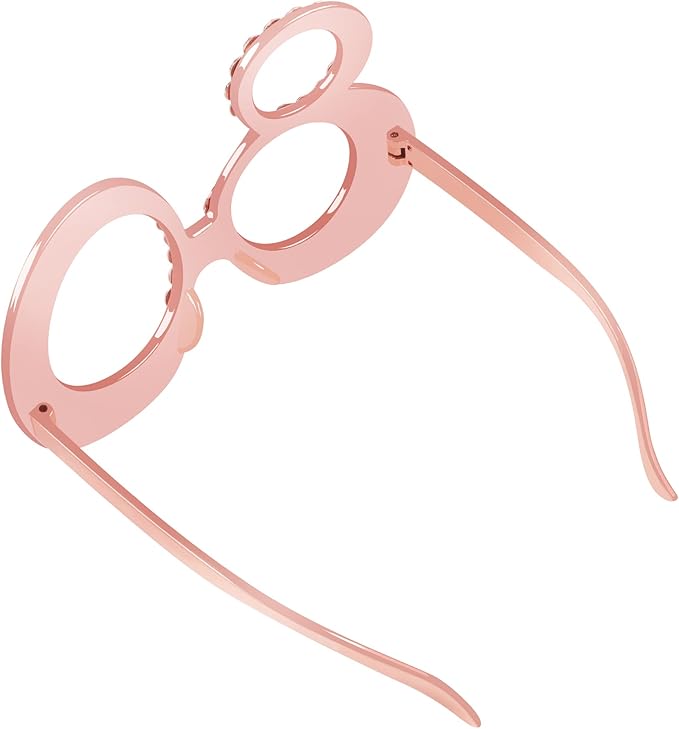 80th Birthday Glasses - 6 Pairs Rose Gold 80 Years Old Glasses with Rhinestones Frame, Funny Plastic Costume Photo Booth Props for 80th Anniversary Party Decorations