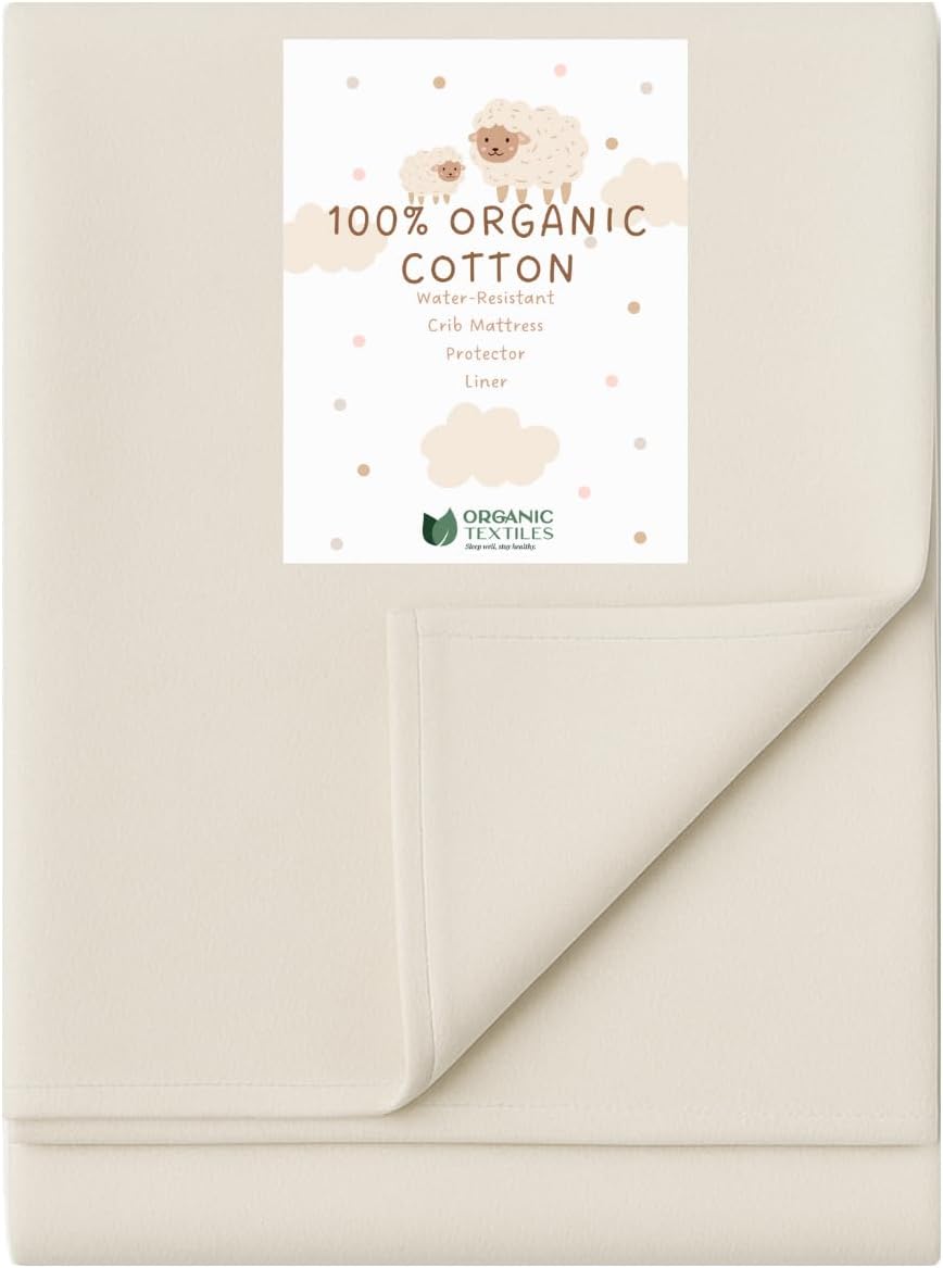 Organic Cotton Crib Mattress Protector - Water Resistant Flat Sheet Liner Pad, Skin Friendly, Chemical-Free Pure Cotton [GOTS-Certified] for Mini Sleeper (31"x18") - Made in USA