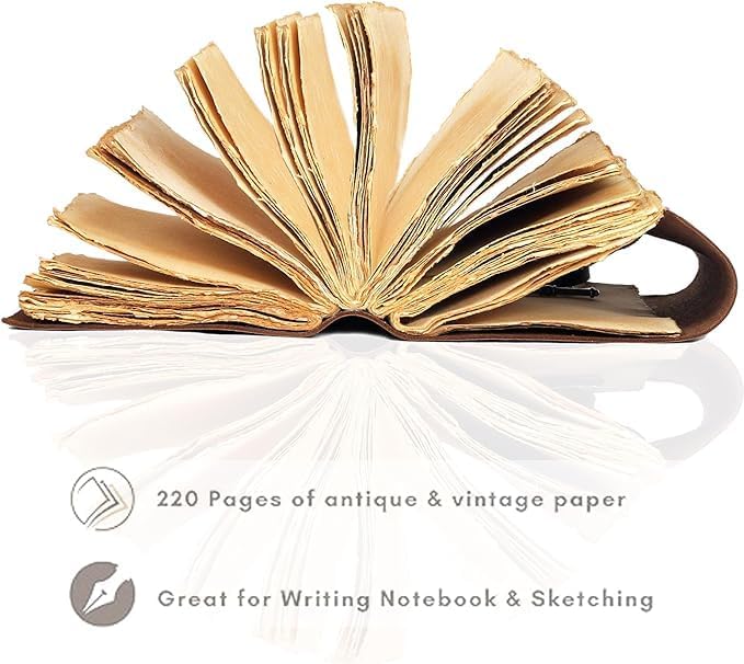 cuero Compass Vintage Leather Journal Antique Handmade Leather Bound Journal with Deckle Edge Paper Diary Leather Sketchbook Drawing Journal Notebook Great Gift Men & Women (Vintage Brown, 4X6 Inch)