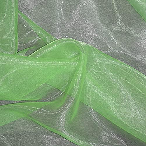 VDS Apple Green Organza Fabric, 15 Yards Continuous, 45” Wide, Wedding Party Decoration Iridescent Crystal Sheer Shiny Organza Tulle Bridal Dress DIY Crafts Costume Sewing Backdrop Arch Cloth