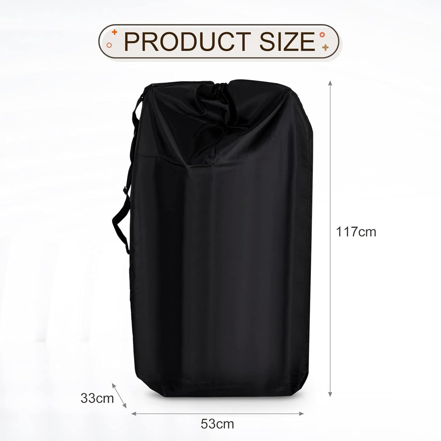 LIHAO Stroller Travel Bag, Gate Check Bag for Car Seat, Waterproof Travel Carry Bag, 600D Oxford, Black