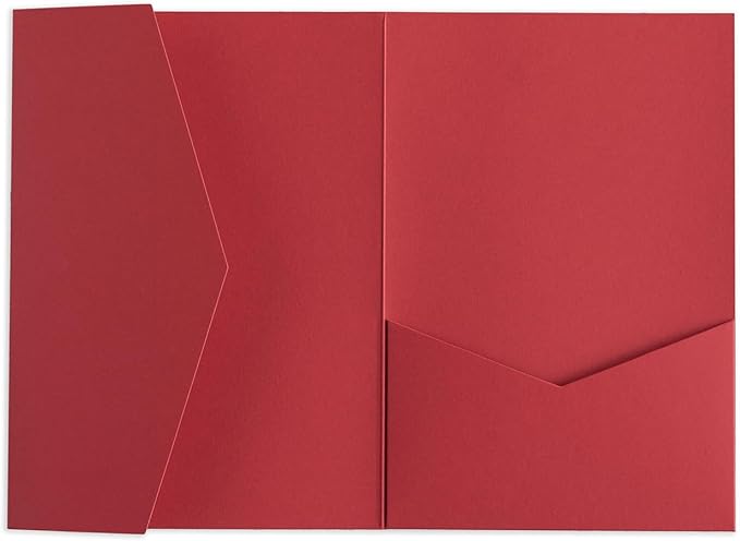 20 PCS Red Tri-fold Laser Cut Wedding Invitation Pockets for 5x7 Wedding Cards Bridal Shower Engagement Quinceanera Invitation