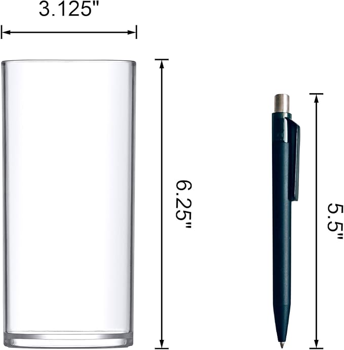 Amazing Abby - Viola Piccolo - Plastic Cylinder Vases (12-Piece Set), Acrylic Flower Vases for Wedding Centerpieces, Home Decorations, Office Ornaments, Shatter-Proof, 6" (H) (Not Glass)