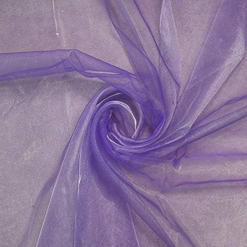 VDS Lavender Organza Fabric, 50 Yards Continuous, 45” Wide, Wedding Party Decoration Iridescent Crystal Sheer Shiny Organza Tulle Bridal Dress DIY Crafts Costume Sewing Backdrop Arch Cloth