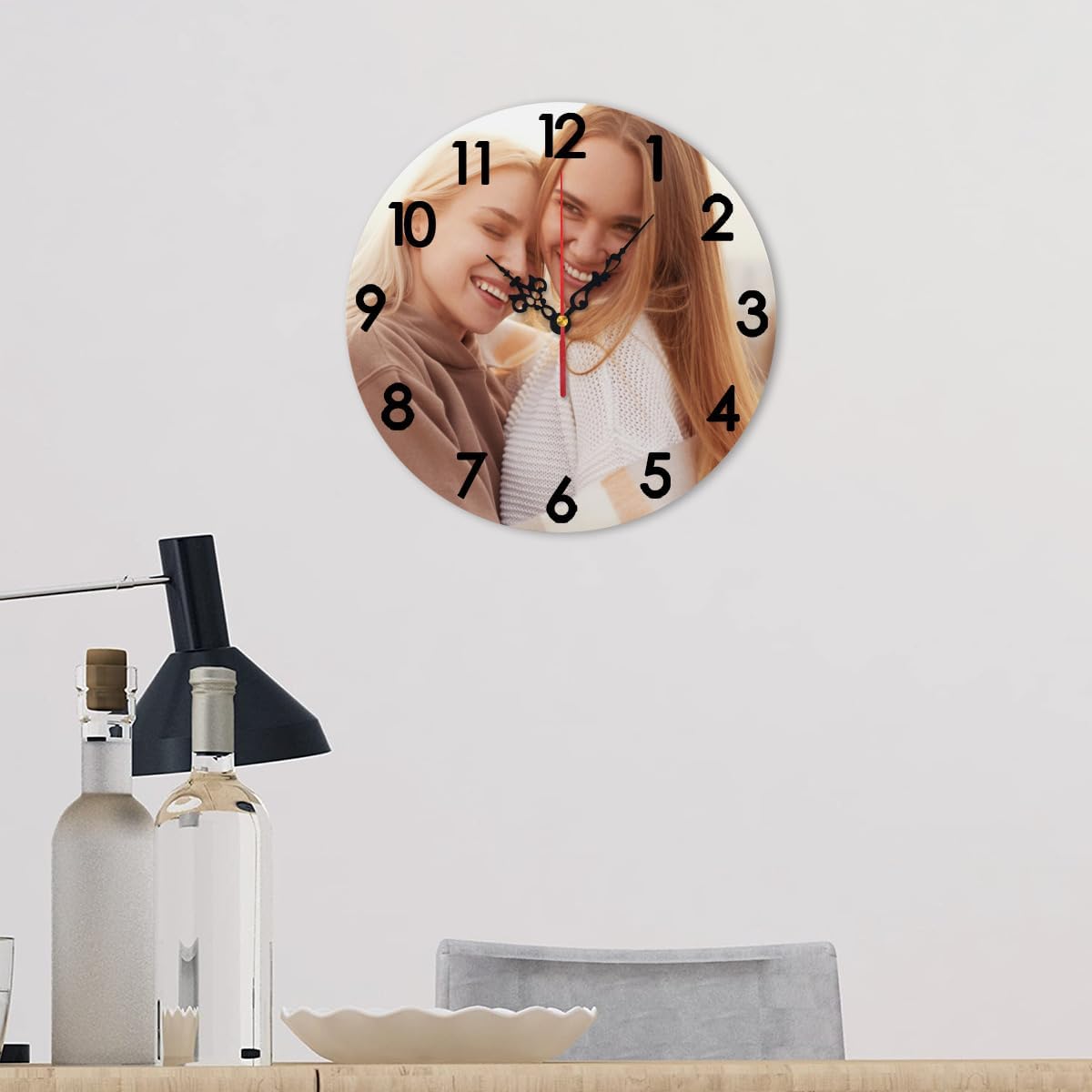 Generic Custom Clocks for Walls Personalized Wall Photo Customized Round Clock for Birthday Wedding Present Family Friends Gifts, 12x12Inch