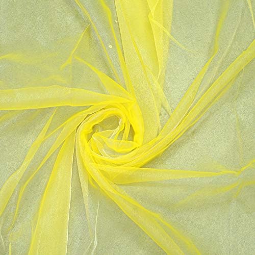 VDS Yellow Organza Fabric, 60 Yards Continuous, 45” Wide, Wedding Party Decoration Iridescent Crystal Sheer Shiny Organza Tulle Bridal Dress DIY Crafts Costume Sewing Backdrop Arch Cloth