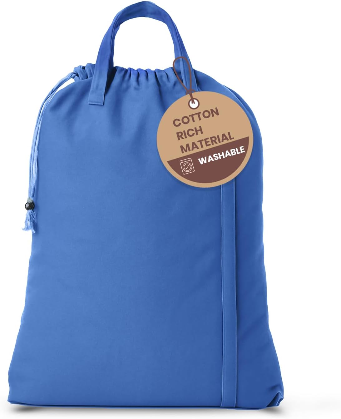 LFH Home Cotton Canvas Large Laundry Bag with Handle, Heavy Duty Drawstring Closure Washable Laundry Bags, School Travel, Home, Hotel, College Dorm, Organizer Sack, Toys Clothes 28x36-Sky Blue