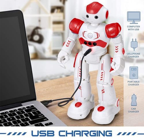 KingsDragon RC Robot Toys for Kids, Gesture & Sensing Programmable Remote Control Smart Robot for Age 3 4 5 6 7 8 Year Old Boys Girls Birthday Gift Present,Red