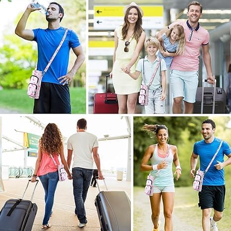 Betsey Johnson Insulated Water Bottle Pouch Holder Carrier Crossbag with Adjustable Shoulder Strap - Lightweight Polyester Accessories with Pockets Good for Hiking Sports