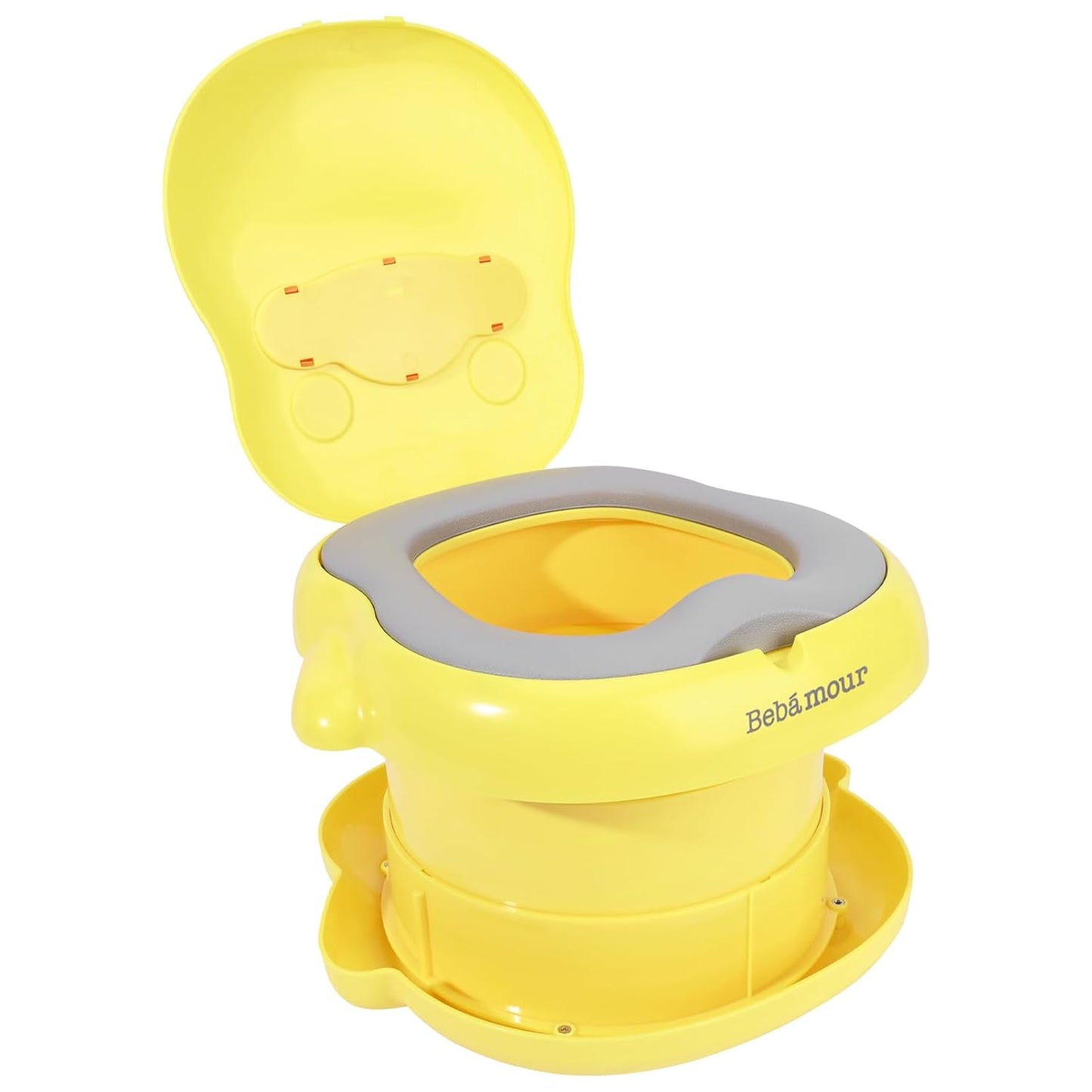 Bebamour Potty Training Toilet 3 in 1 Multi-Functional Potty Seat Detachable Baby Potty Step Stool Anti-Slip Stable Potty Training Toilet with 100 Pack Trash Bags (Yellow)