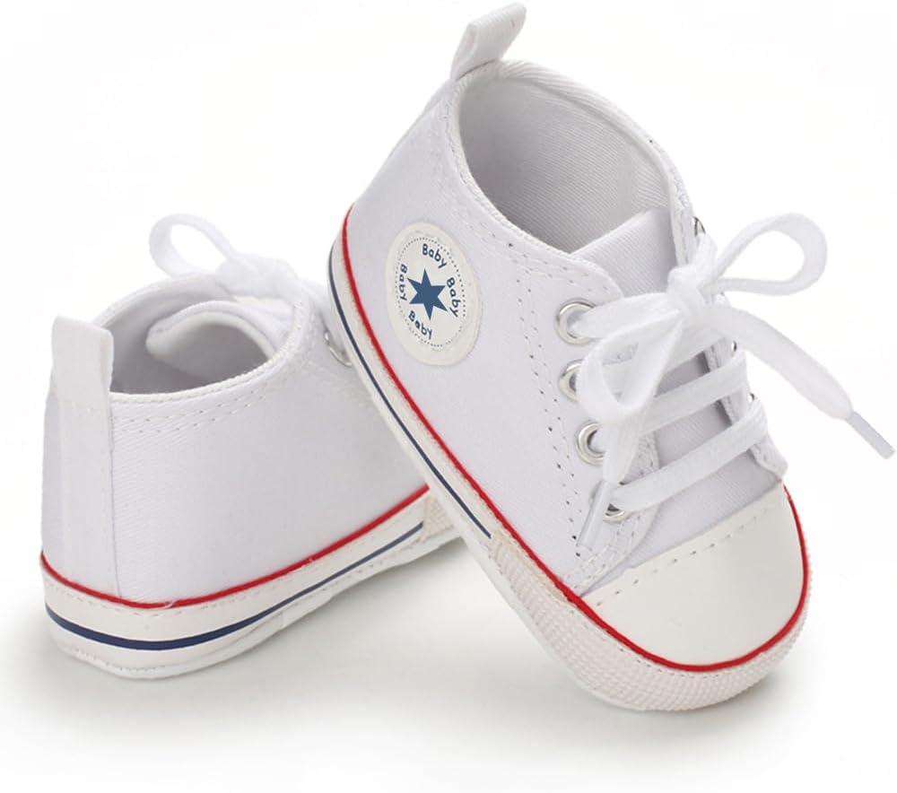 Unisex Baby Girls Boys Canvas High-top Shoes, Newborn Infant Anti-Slip Soft Sole Frist Walking Breathable Sneakers