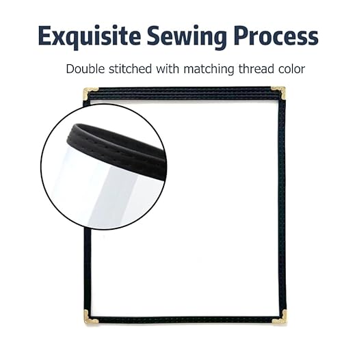 Goodsmart Restaurant Menu Covers – 25 Pack Black 2-View, Top-Loading Menu Holders, Vinyl & Plastic Café Menu Covers, Clear Menu Sleeves, Fits 8.5" x 14", Leather-Style Design, Gold Corners