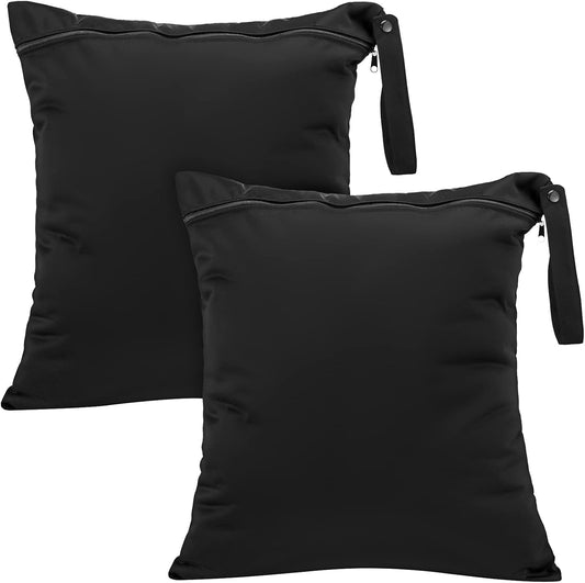 Shappy 2 Pcs Large Travel Laundry Bag Washable Waterproof Wet Dry Large Dirty Clothes Bag Bathing Workout(Solid Black)