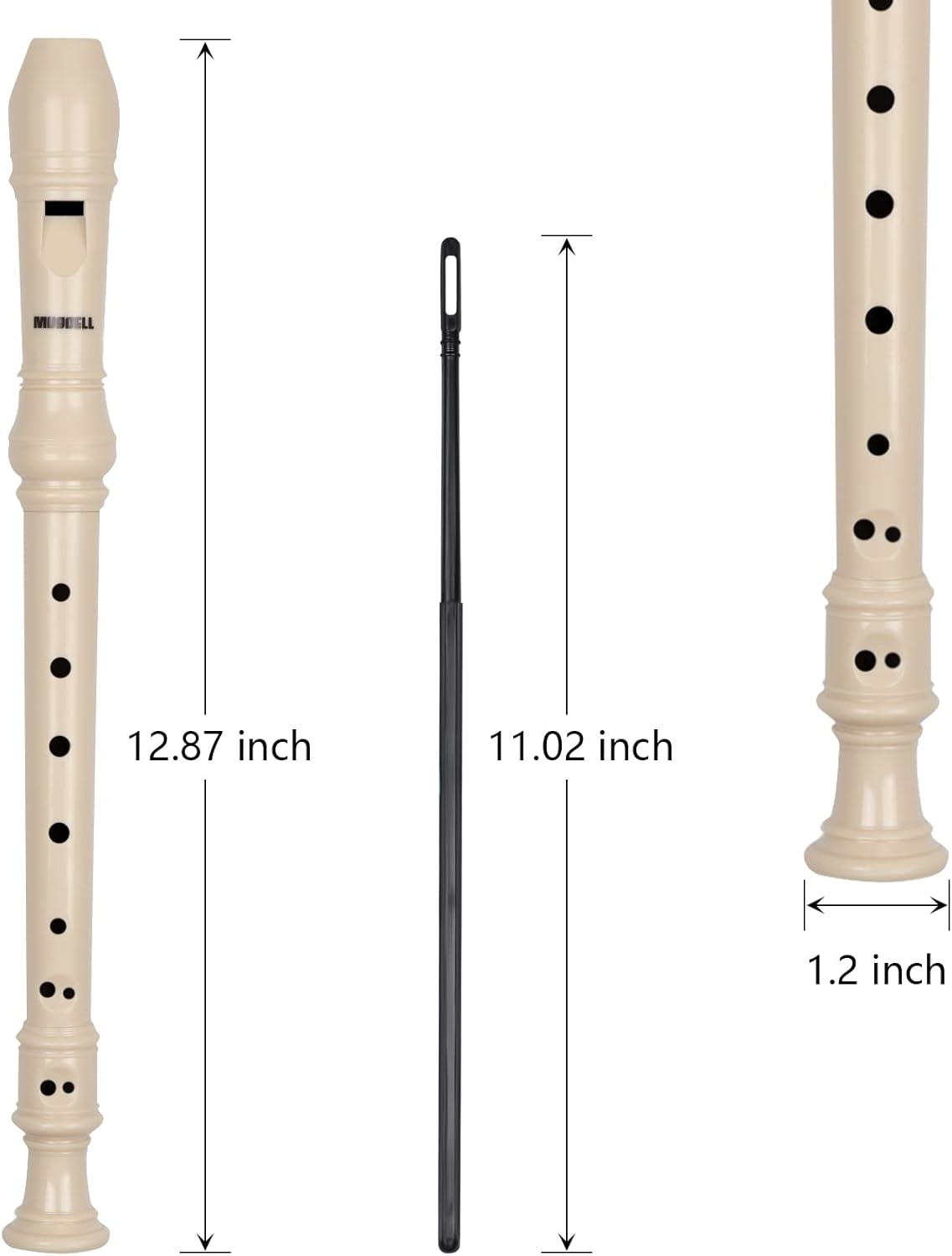 MUSCELL Recorder Instrument,8 Holes German Soprano Recorder Musical Instruments for Kids/Adults,3 packs(Natural,Blue,Red)