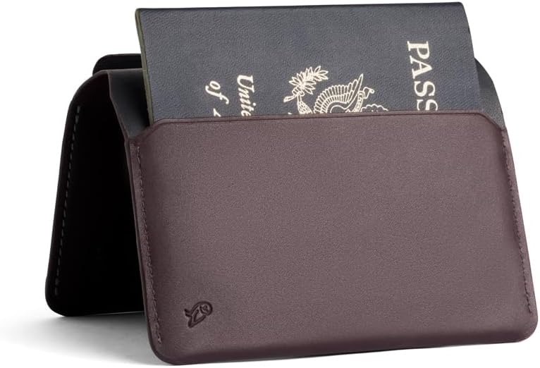 Bellroy Passport Cover (slimline travel wallet/pouch with card slots and space for cash plus travel documents) - DeepPlum