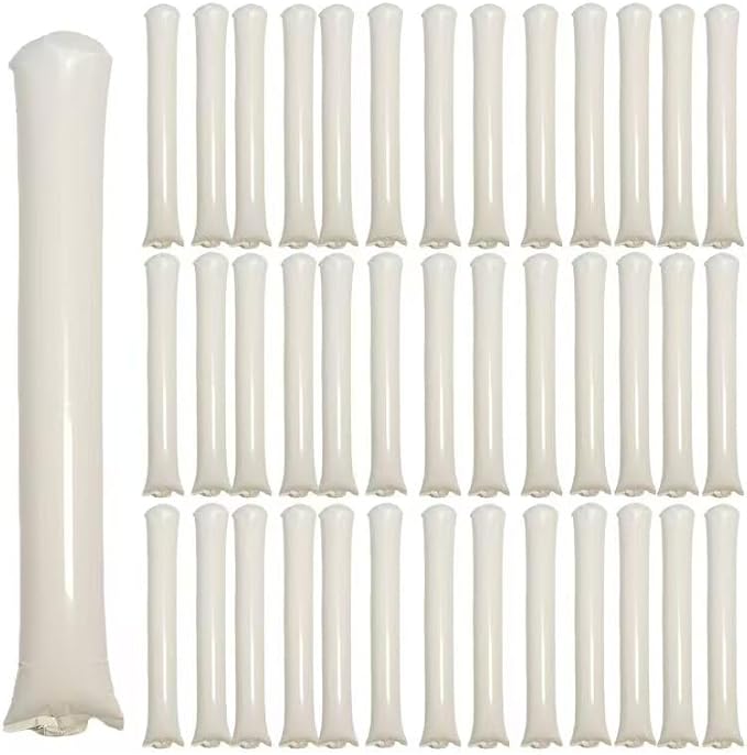 40pcs Round headTeam Spirit Boom Sticks Thunder Sticks Cheering Sticks Team Spirit Plastic Cheerleading Spirit Stick Clapper Inflatable Noise Maker Sports Supply (White)