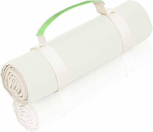 4’9” x 6’3” White Lightweight Water-Resistant Canvas Mat – Picnic, Outdoor, Beach, Park, Camping, Toy Mat