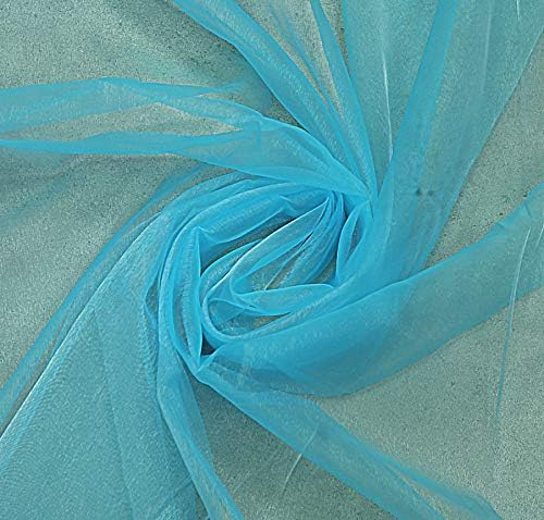 VDS Turquoise Organza Fabric, 15 Yards Continuous, 45” Wide, Wedding Party Decoration Iridescent Crystal Sheer Shiny Organza Tulle Bridal Dress DIY Crafts Costume Sewing Backdrop Arch Cloth