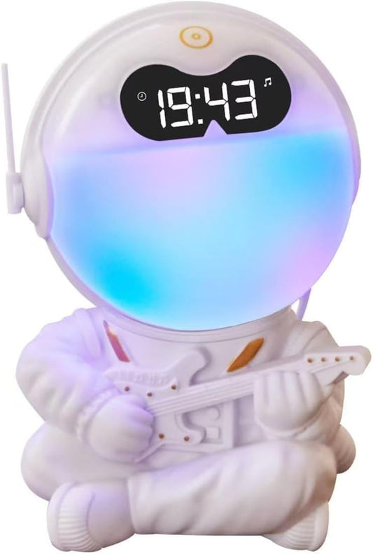 Astronaut Kids Sunrise Alarm Clock, 7 Dimmable Light Wake Clock for Teens, White Noise Bluetooth Speaker with 9 Soothing Sounds, Best Modern Alarm Clock for Heavy Sleepers, Adults, Boys in Bedroom