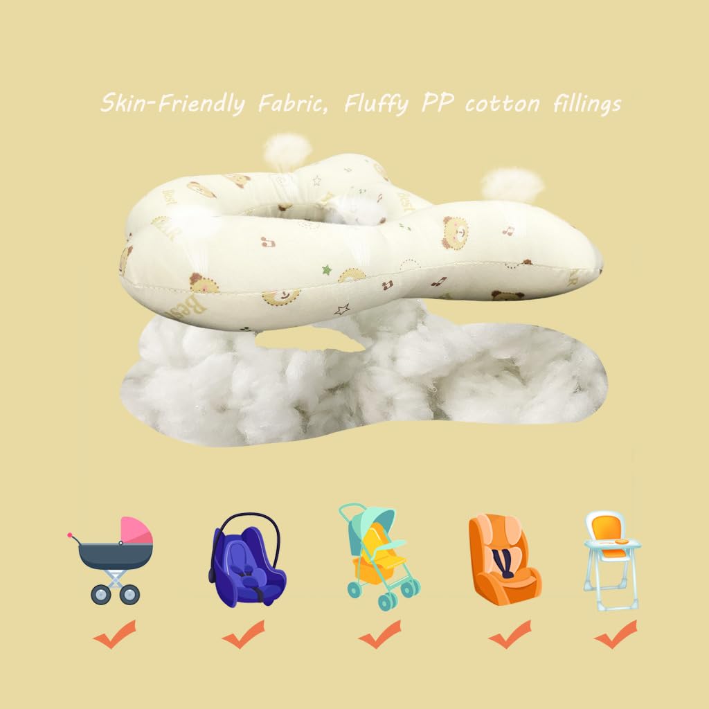 Baby Head Rest Pillow for Stroller Cartoon Neck Chin Support Pillows for Infants Toddler Neck Protection Cushion for Travelling, Music Bear