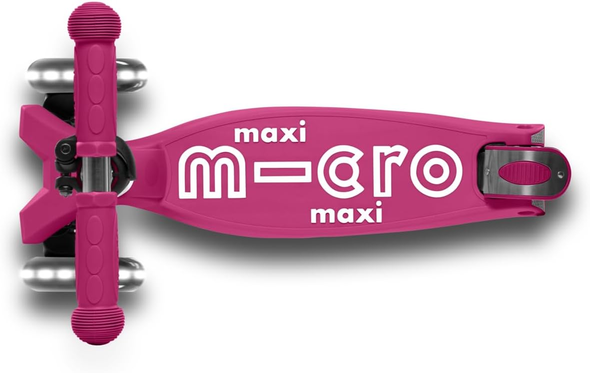 Micro Kickboard - Maxi Deluxe Foldable LED - Three Wheeled, Lean-to-Steer, Fold-to-Carry Swiss-Designed Micro Scooter for Kids with Motion-Activated Light-Up Wheels for Ages 5-12