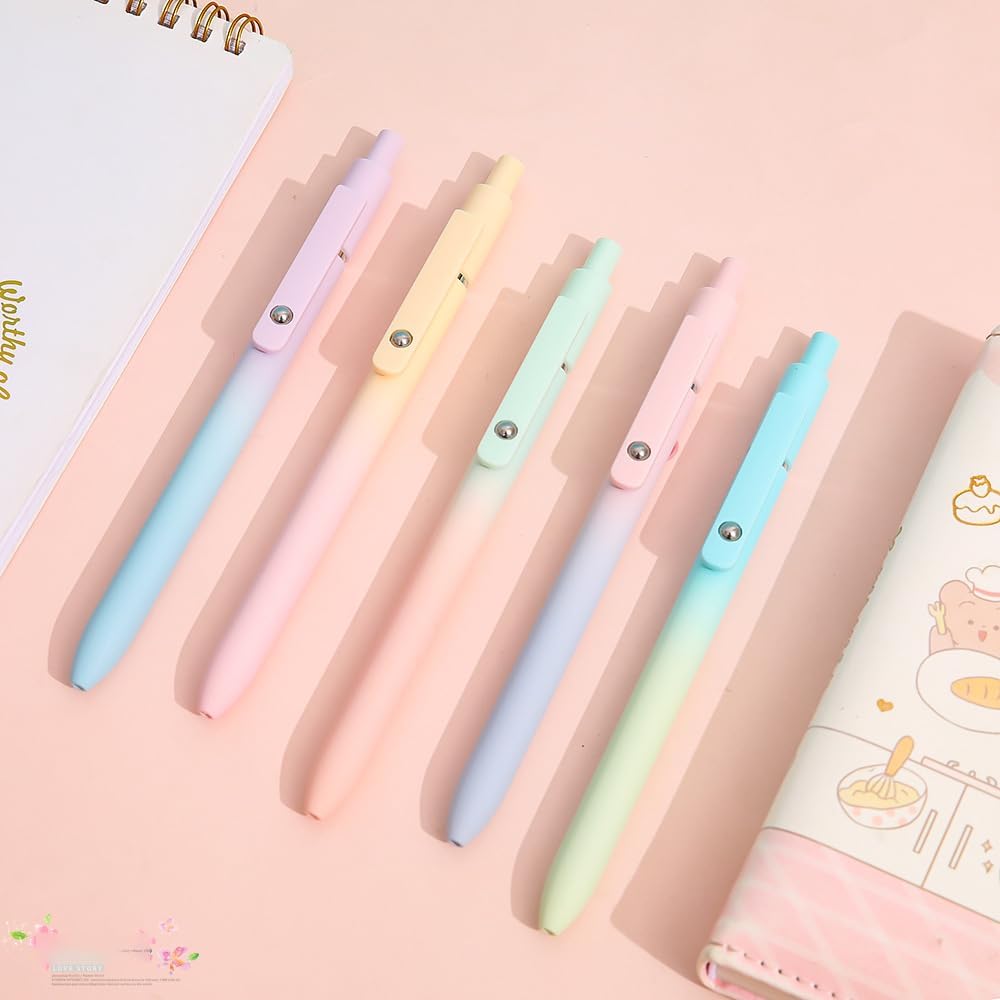 Valentines Day & Birthday Gifts for Teens & Women, Gel Pens - Black Ink, Preppy Stuff, Easter Gifts for 4-12 Year Old Girls (5 Pcs Gradient)