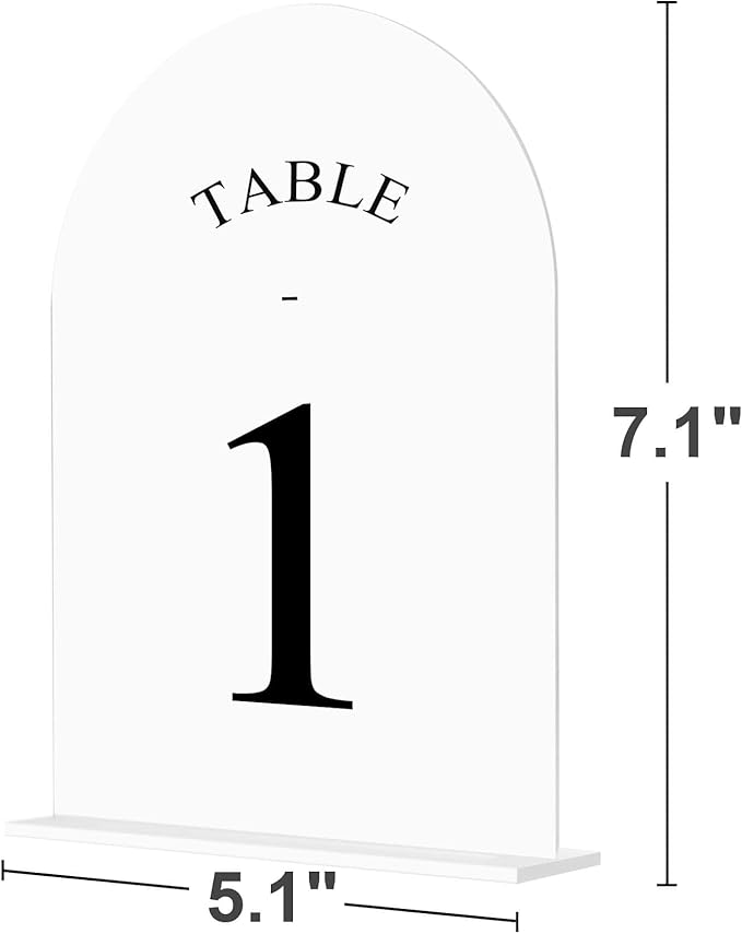 JOYIT Arch Wedding Table Numbers 1-10 with Stands – Double-Sided Printed 5" X 7" Acrylic Signs with White Background and Black Text, Perfect for Wedding Receptions, Parties, Anniversaries, and Events
