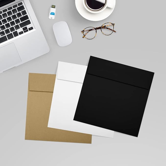 LUXPaper Square Invitation Envelopes | Peel & Press | 6 1/2" x 6 1/2" | Midnight Black | 80lb. Text | 50 Qty