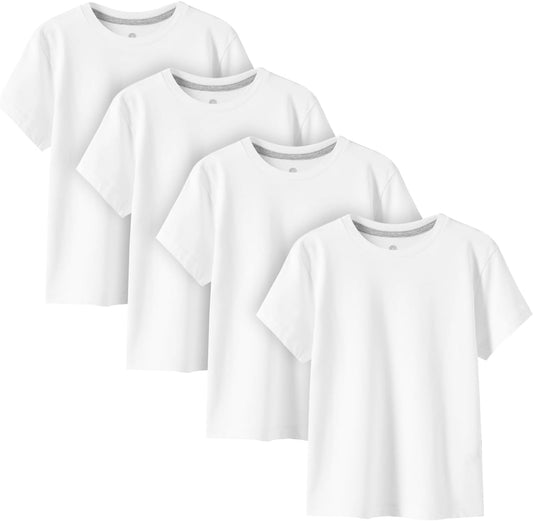 LAPASA Kids T-Shirts Short Sleeve (4 Pack) 100% Cotton Plain Top Tees Boy & Girl Unisex Toddler Children Tie Dye Summer K01