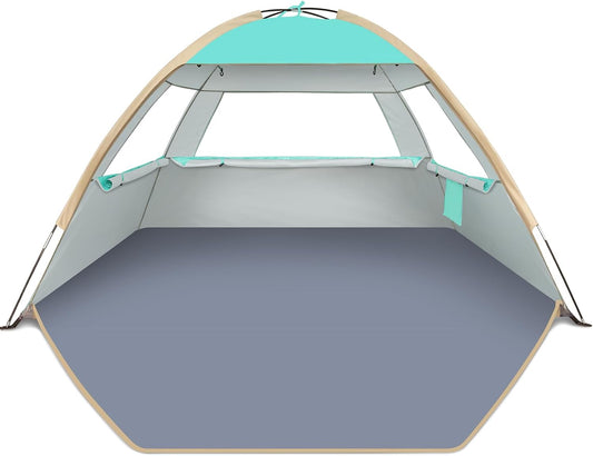 Gorich Beach Tent Sun Shelter for 3/4-5/6-7/8-10 Person with UPF 50＋ UV Protection, Lightweight & Easy Setup Beach Shade Canopy, Portable Beach Shade Tent Beach Cabana