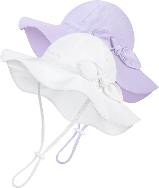 Baby Sun Hat Toddler Girl Beach Hat Adjustable Outdoor Summer Hat UPF 50+ Sun Protection Wide Brim Infant Kids