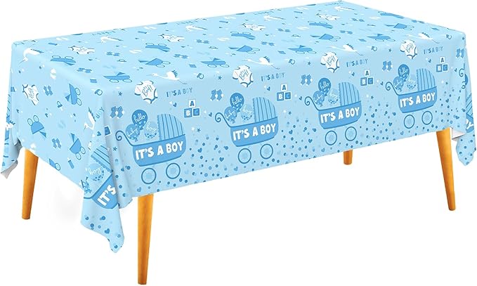 Gatherfun Baby Boy Shower Party Supplies: 2-Pack It’s A Boy Decorations,Disposable Plastic Tablecloth, Ideal Table Cover for Baby Shower Decorations Boy
