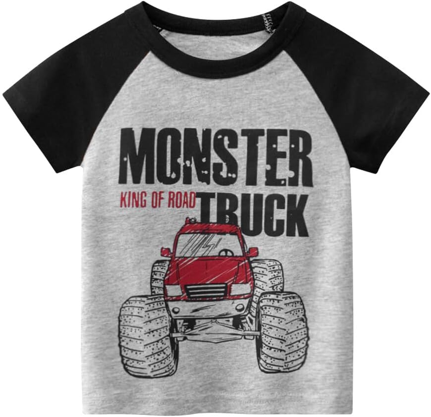 Boys' 4-Pack Excavator Short Sleeve Crewneck T-Shirts Top Tee Size 2-7 Years Toddler Boys' Value Pack Cotton T-Shirt