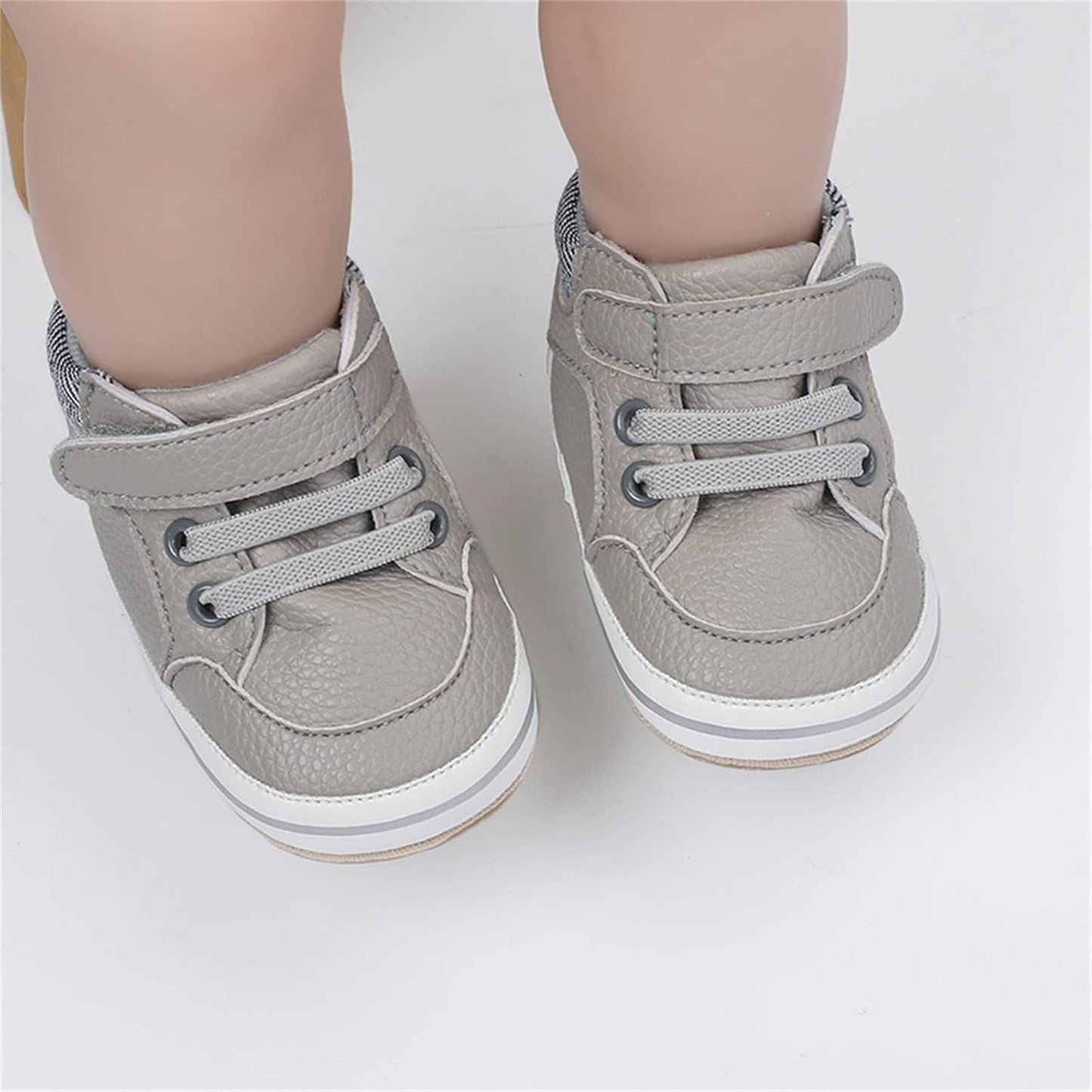 SOFMUO Baby Boys Girls High Top Ankle PU Leather Sneakers Soft Rubber Sole Infant Moccasins Newborn Oxford Loafers Anti-Slip Toddler Wedding Uniform Dress Shoes