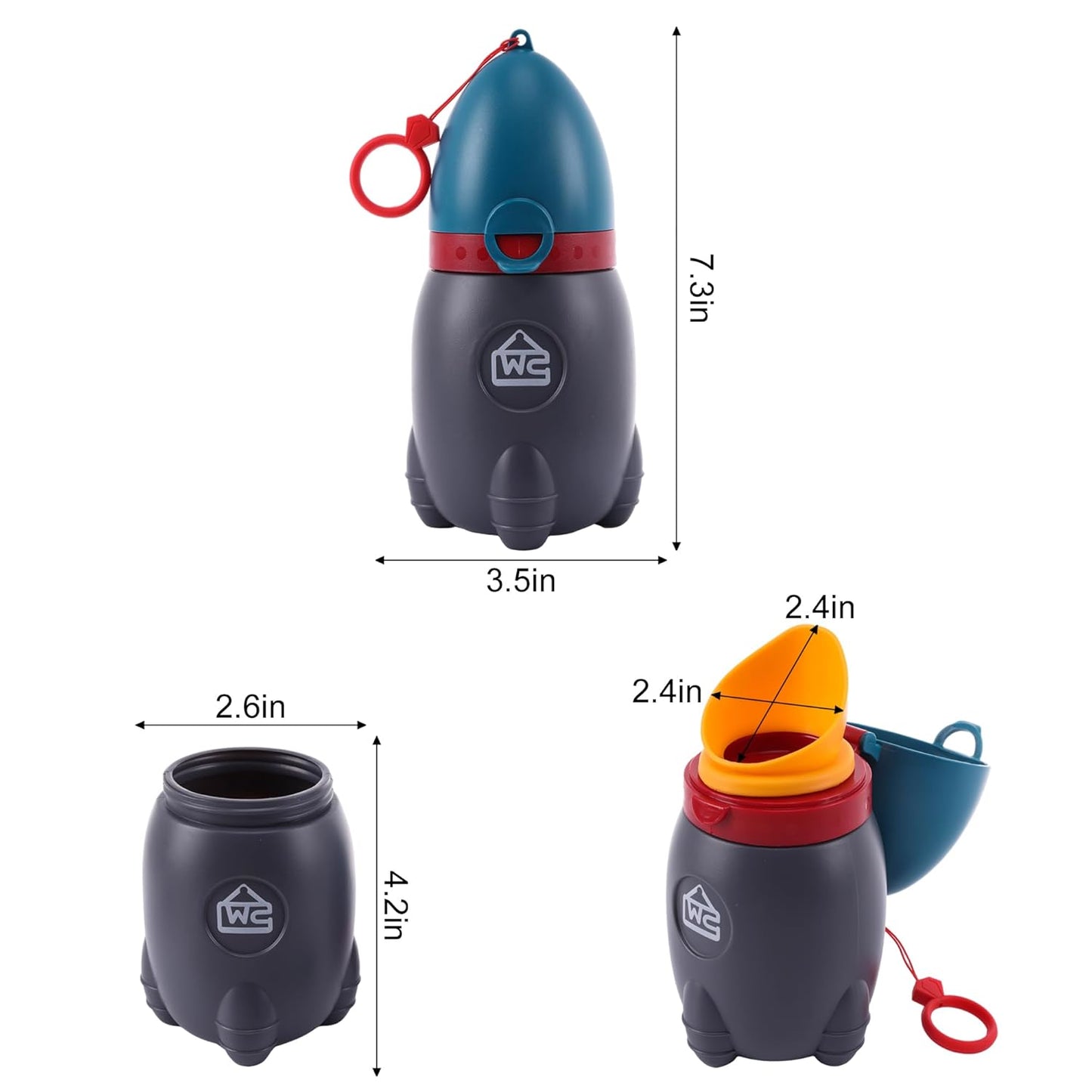 Travel Urinal for Kids,Rocket Toys Portable Emergency Urinal for Toddler,Light and Easy to Carry,Suitable for Car,Travel,Camping and Children's Urinal Potty Training(Deep Blue)