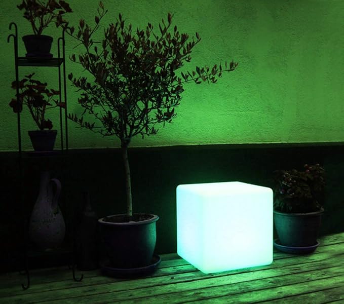 Mr.Go 10-inch Rechargeable LED Cube Light w/Remote, 16 RGB Colors & Dimmable LED Cube Lamp Night Light Mood Lamp, Ambient Decorative Lighting, Cordless & Waterproof for Indoor Outdoor Use