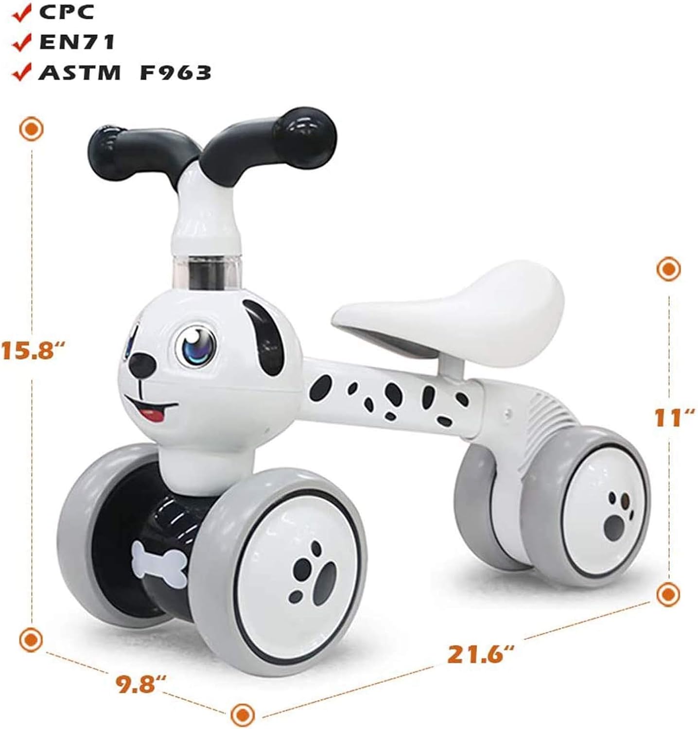 YGJT Baby Balance Bike Toys for 1 Year Old, Birthday Gifts for Boys and Girls, Silent Wheels & Non-Pedal Baby Walker Riding Toys for 10-36 Months Toddlers, Kids First Bike Gifts Spotty Dog