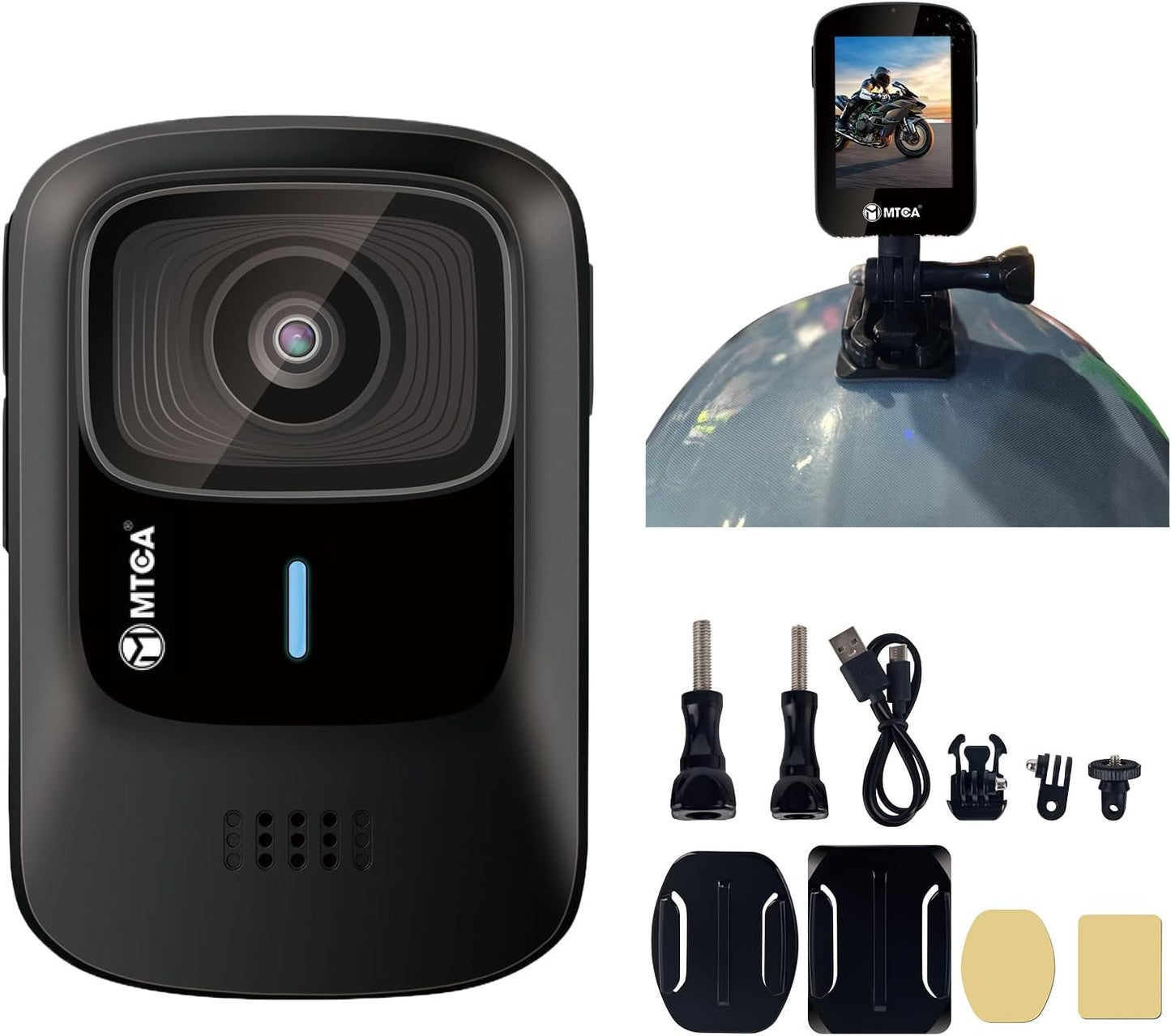 Helmet Action Camera – 4K Ultra HD 16MP Waterproof Sports Cam, 145° Wide-Angle, Includes Helmet Mount & Accessories for Motorcycle, Bike & Outdoor Adventures(can Connect Phone via WiFi)