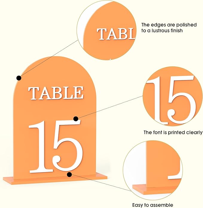 Arch Wedding Table Numbers 1-10 with Stands, 5" X 7" Double Sided Acrylic Wedding Sign Holders, Durable Non-Fading Table Number for Wedding Reception, Events, and Centerpieces