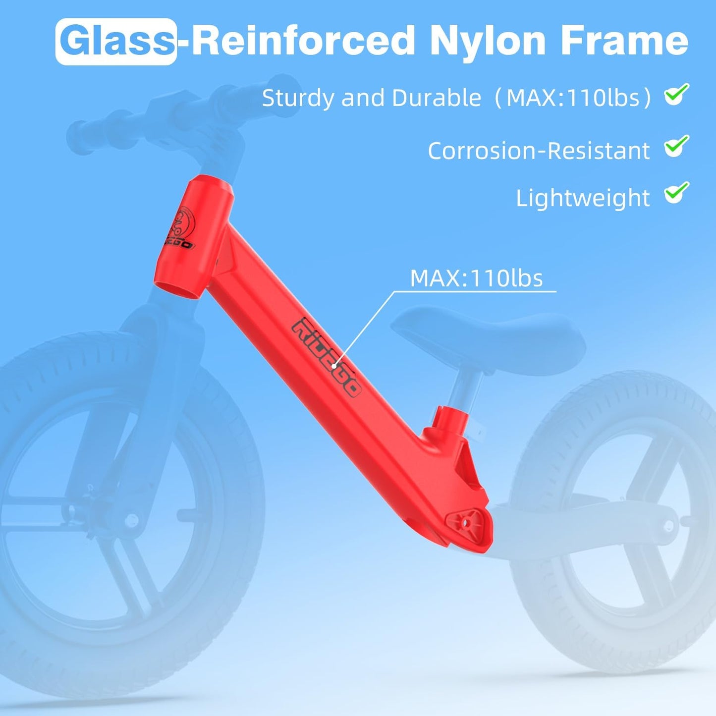 Ridego 12 or 14 Inch Balance Bike for Kids 2-6 Year Old,Lightweight Kids Bike with Adjustable Seat, Push Bicycle with Air Rubber Tires，Ride-on Toys Birthday Gift