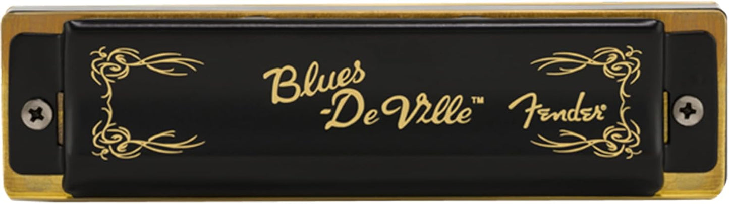 Fender Blues DeVille Harmonica - Key of G Bundle with Carrying Case, Austin Bazaar Online Manual, and Polishing Cloth