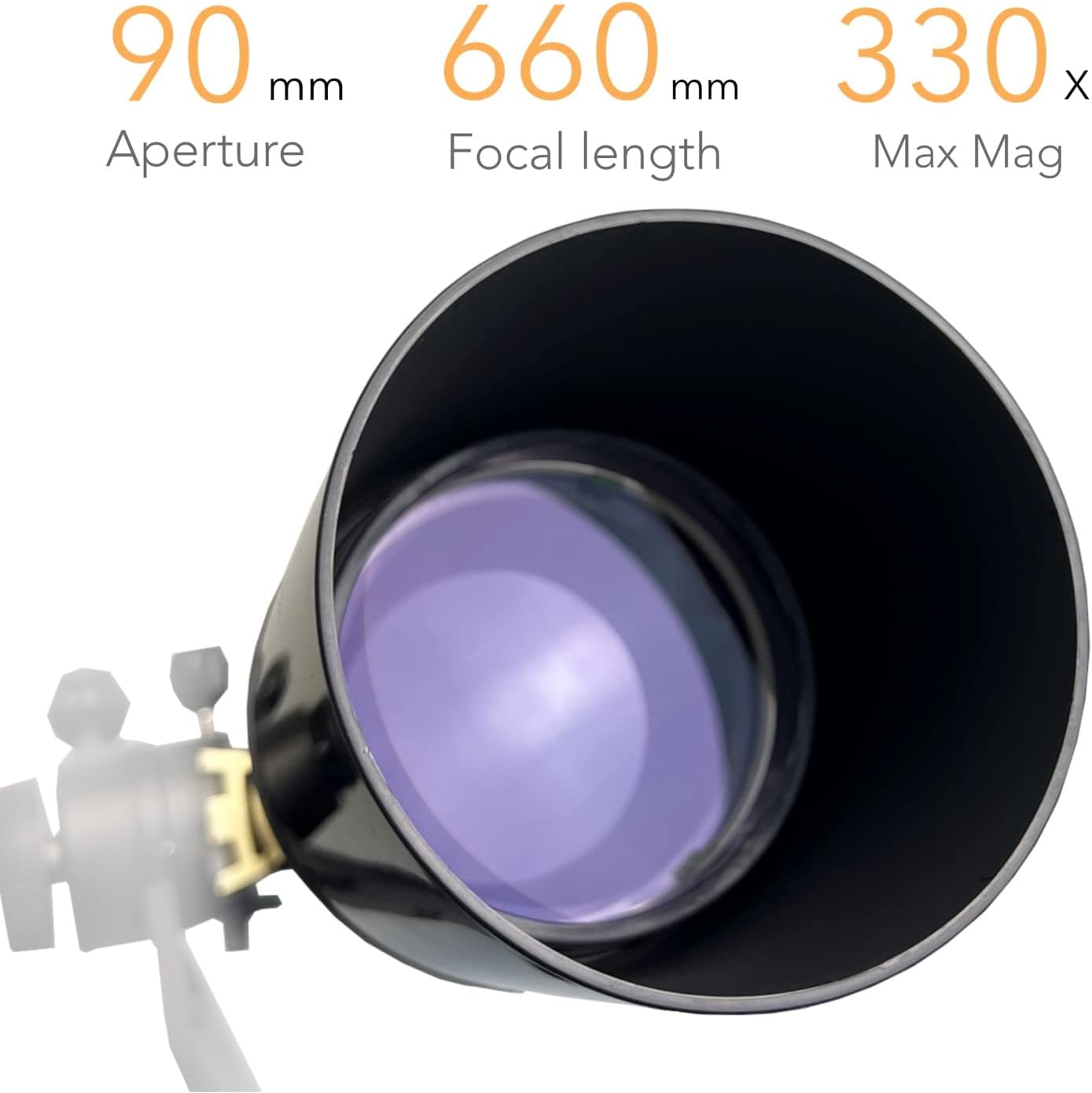 SpectrumOI TourStar Pro 90 AZ Telescope for Adults Astronomy Gifts Premium AZ Refractor Telescope 90mm 660mm Focal Lenght with Aspherical Eyepiece Phone Adapter